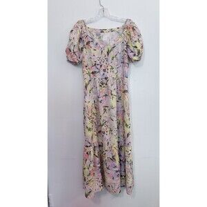 120% Lino Linen Floral Dress Size Small
